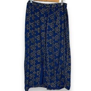 Nubian Queen Midi Skirt Womens L Blue Geometric Afrocentric Casual Modest Pocket